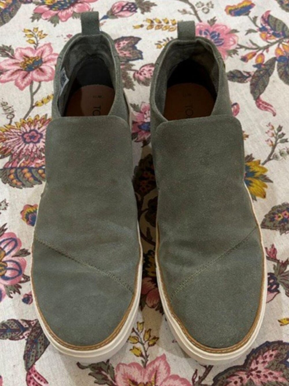 Toms Paxton Slip-On Shoes, Vetiver Grey Suede, Women's 11/ Mens 9